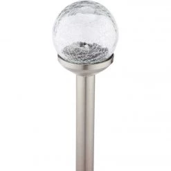 Discount 🎉 Outdoor Expressions Clear Crackle Ball 2.10 Lumens Stainless Steel Solar Path Light ✨