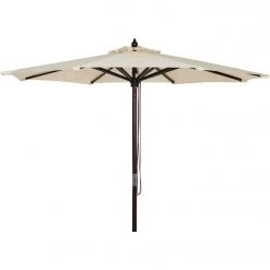 New 🤩 Outdoor Expressions 9 Ft. Pulley Cream Market Patio Umbrella With Chrome Plated Hardware 😀