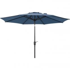 New 😍 Outdoor Expressions 9 Ft. Aluminum Tilt/Crank Heather Blue Patio Umbrella ⌛