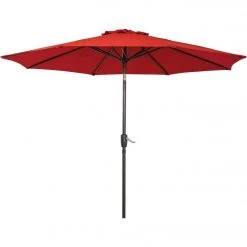 Budget 🛒 Outdoor Expressions 9 Ft. Aluminum Tilt/Crank Crimson Red Patio Umbrella 🔔