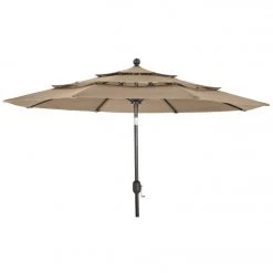 Cheap 😀 Outdoor Expressions 9 Ft. 3-Tier Tilt/Crank Tan Patio Umbrella 👏