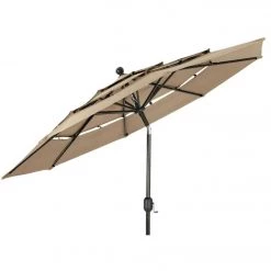 Cheap 😀 Outdoor Expressions 9 Ft. 3-Tier Tilt/Crank Tan Patio Umbrella 👏 -Outdoor Expressions shop ItemImage 800126 q5x6ae bjri8w ge4cs1