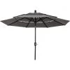 Best Pirce 🧨 Outdoor Expressions 9 Ft. 3-Tier Tilt/Crank Smoke Gray Patio Umbrella 🥰
