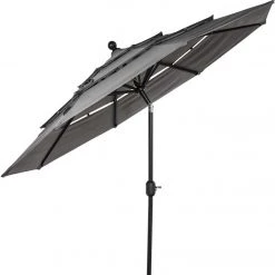 Best Pirce 🧨 Outdoor Expressions 9 Ft. 3-Tier Tilt/Crank Smoke Gray Patio Umbrella 🥰 -Outdoor Expressions shop ItemImage 800181 q5x6d0 el5dd4 sayow