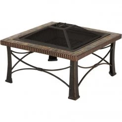Best Sale 🎉 Outdoor Expressions 30 In. Slate Square Steel Fire Pit ❤️
