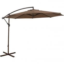 New ❤️ Outdoor Expressions 10 Ft. Round Steel Offset Brown Patio Umbrella 👏