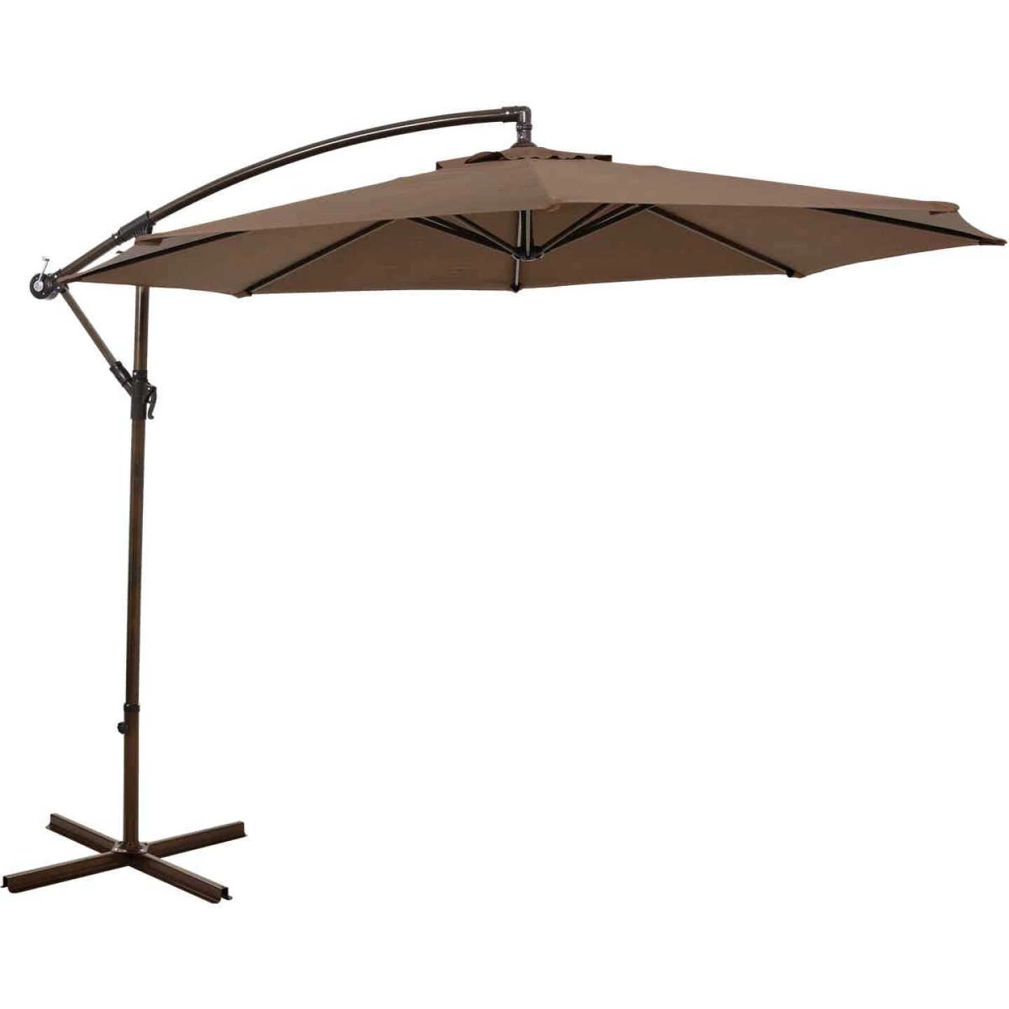 New ❤️ Outdoor Expressions 10 Ft. Round Steel Offset Brown Patio Umbrella 👏 1 New ❤️ Outdoor Expressions 10 Ft. Round Steel Offset Brown Patio Umbrella 👏