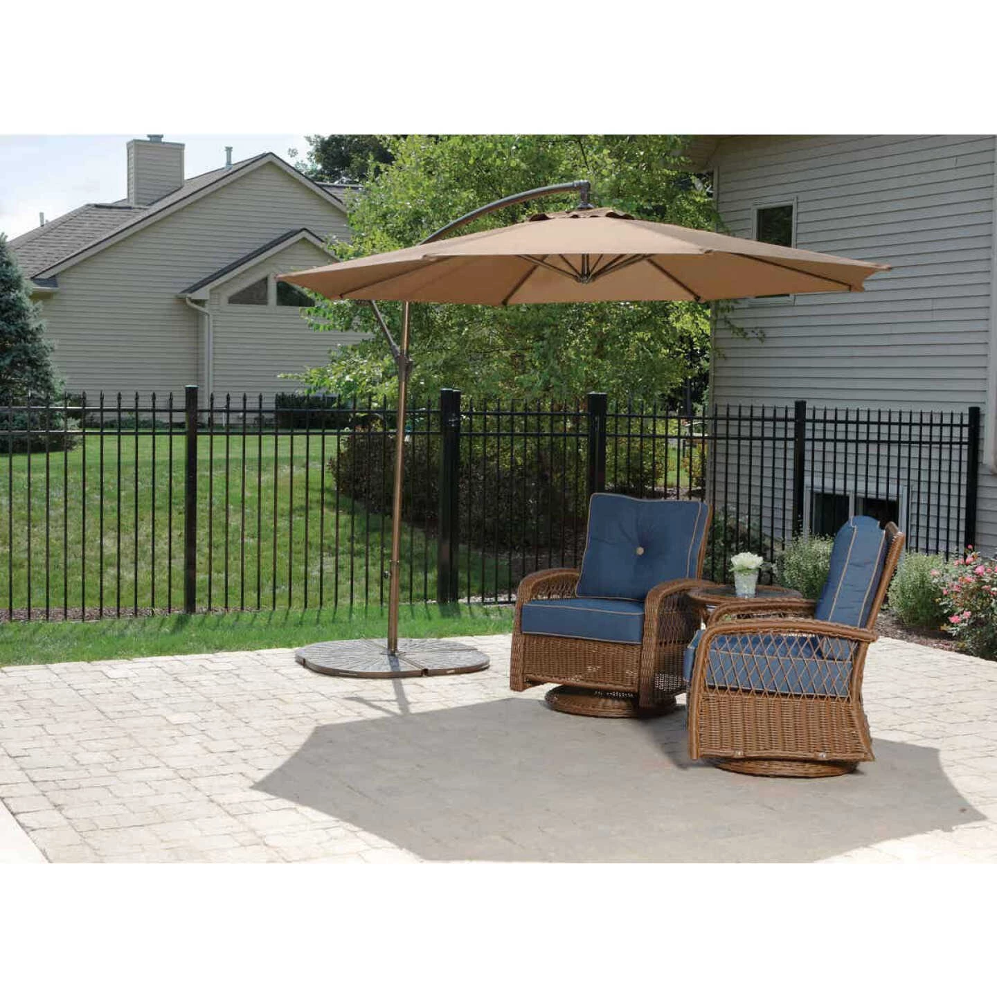New ❤️ Outdoor Expressions 10 Ft. Round Steel Offset Brown Patio Umbrella 👏 2 New ❤️ Outdoor Expressions 10 Ft. Round Steel Offset Brown Patio Umbrella 👏 - Image 2