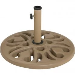 Promo 🔥 Outdoor Expressions 20 In. Round Tan Polyresin Umbrella Base 🧨