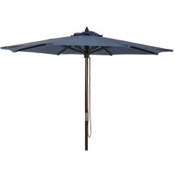 Outlet 🌟 Outdoor Expressions 7.5 Ft. Pulley Heather Blue Market Patio Umbrella With Chrome Plated Hardware 😍