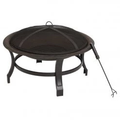 Best Pirce 🌟 Outdoor Expressions 30 In. Antique Bronze Round Steel Fire Pit 👏