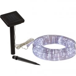 Discount ⭐ Outdoor Expressions 28 Ft. 100-Light LED Cool White Solar Rope Light 🤩