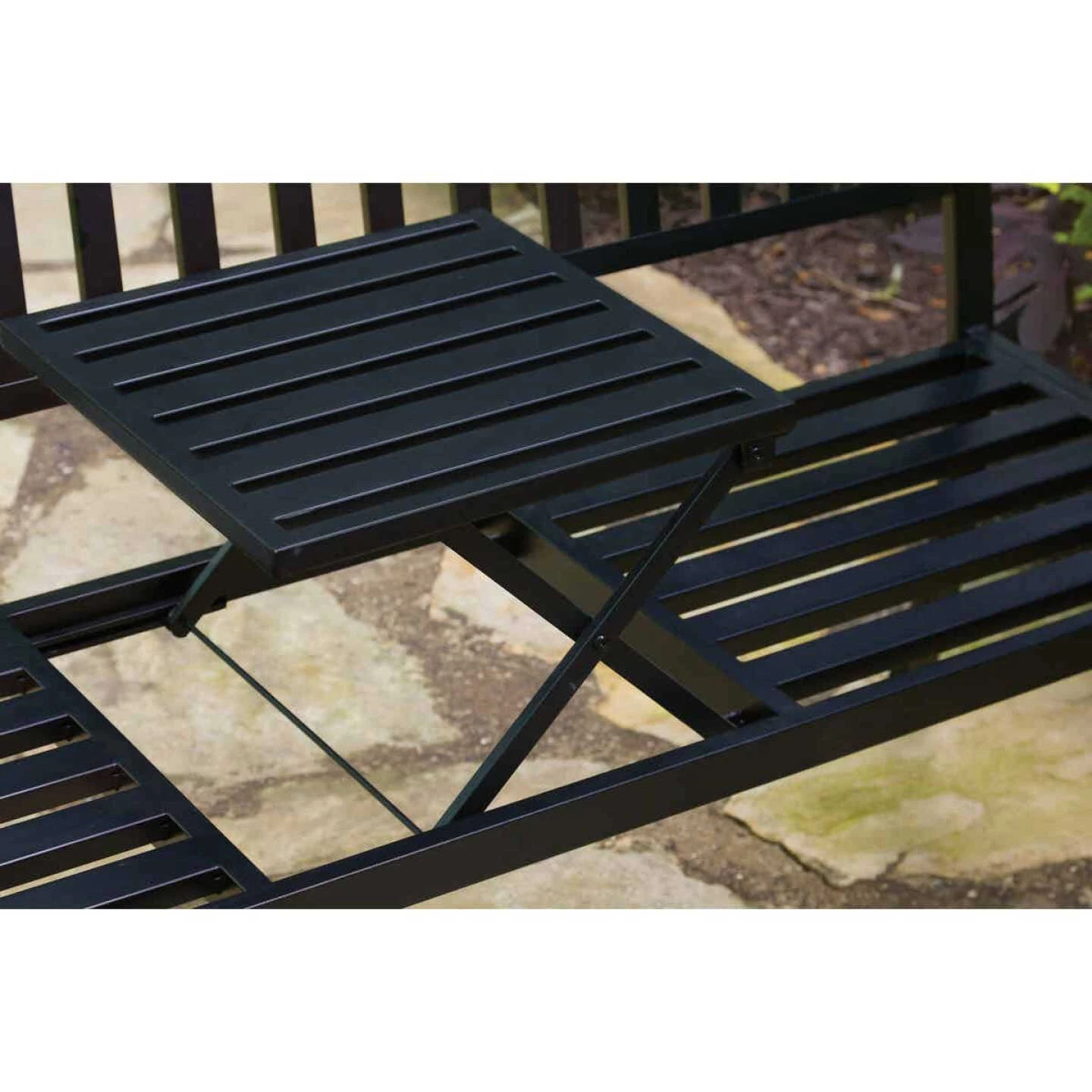 Flash Sale ⭐ Outdoor Expressions 59 In. L. Antique Bronze Finished Steel Park Bench With Pop-up Center Table 😍 5 Flash Sale ⭐ Outdoor Expressions 59 In. L. Antique Bronze Finished Steel Park Bench With Pop-up Center Table 😍 - Image 5