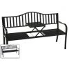 Flash Sale ⭐ Outdoor Expressions 59 In. L. Antique Bronze Finished Steel Park Bench With Pop-up Center Table 😍