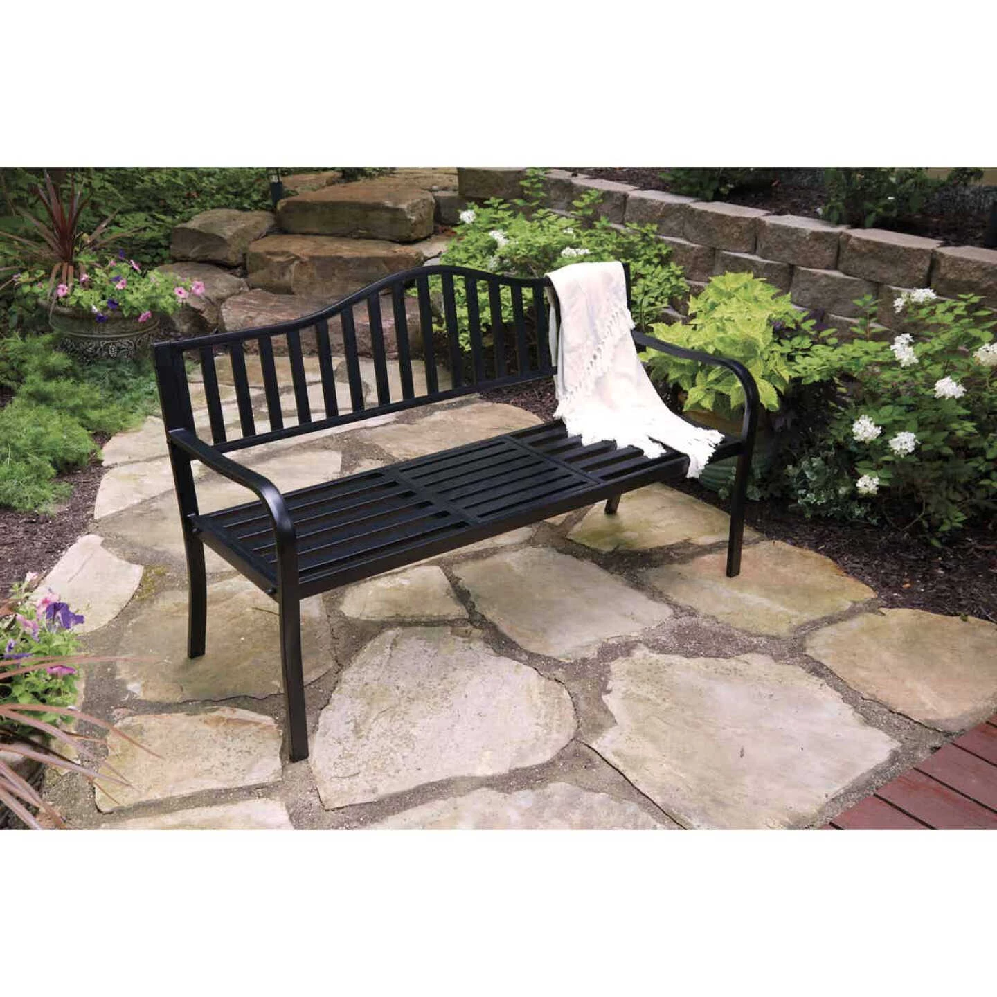 Flash Sale ⭐ Outdoor Expressions 59 In. L. Antique Bronze Finished Steel Park Bench With Pop-up Center Table 😍 4 Flash Sale ⭐ Outdoor Expressions 59 In. L. Antique Bronze Finished Steel Park Bench With Pop-up Center Table 😍 - Image 4