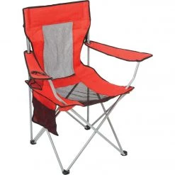 Best Sale 👏 Outdoor Expressions Red Polyester Mesh Folding Chair 😉