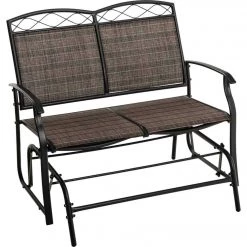 Outlet ✔️ Outdoor Expressions Windsor Collection Black & Gray Steel Double Glider 👍