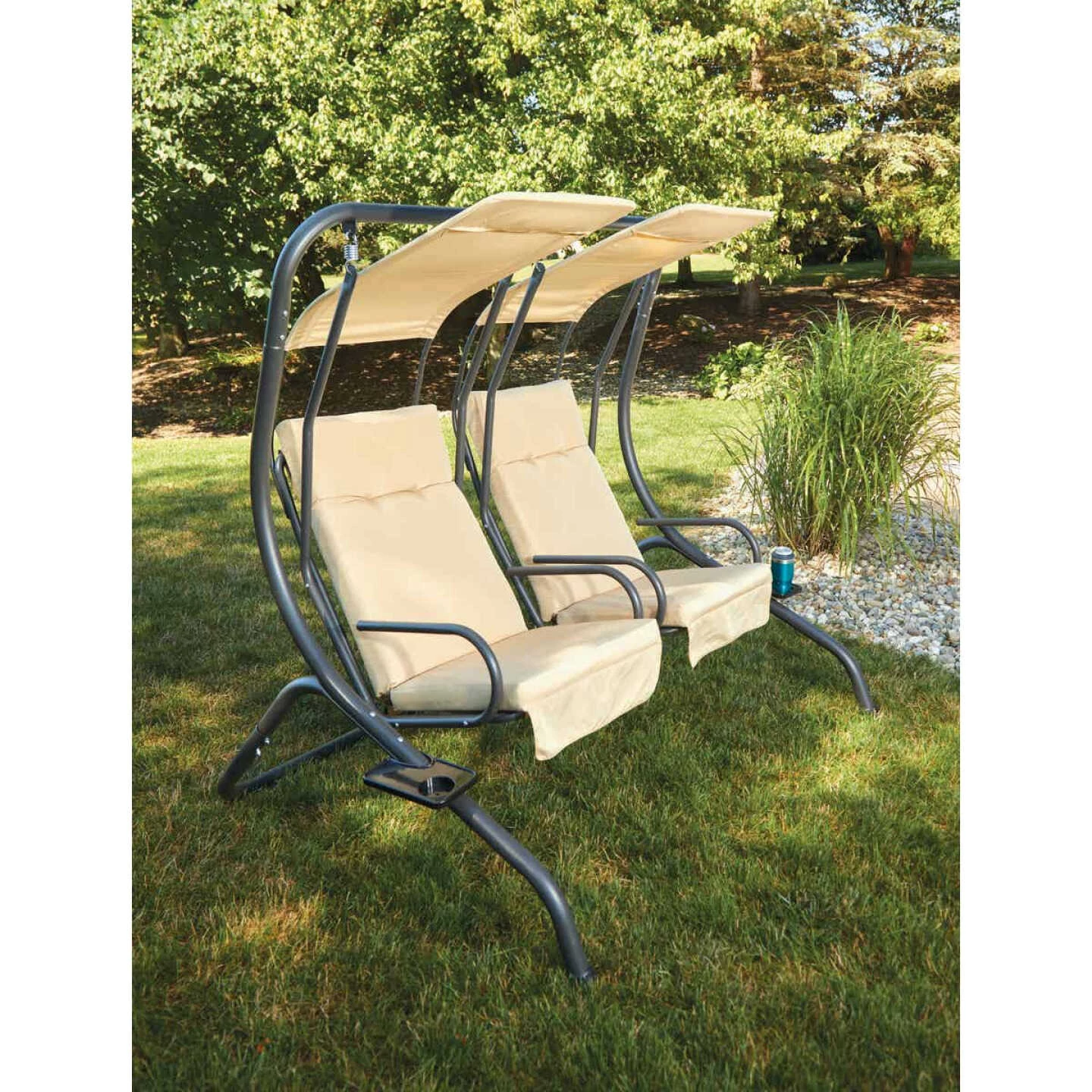 Best Sale 😀 Outdoor Expressions 2-Person 67 In. W. X 67 In. H. X 53.5 In. D. Tan Patio Swing 😀 5 Best Sale 😀 Outdoor Expressions 2-Person 67 In. W. X 67 In. H. X 53.5 In. D. Tan Patio Swing 😀 - Image 5