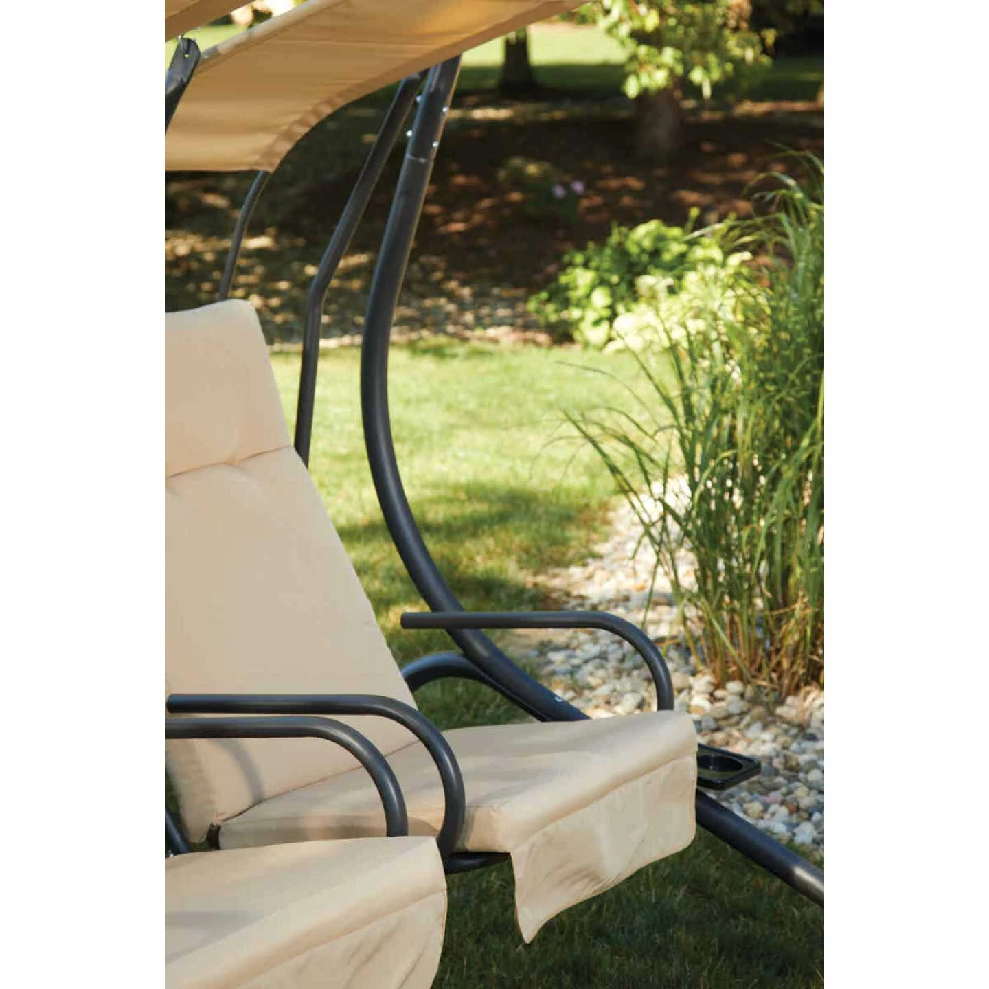 Best Sale 😀 Outdoor Expressions 2-Person 67 In. W. X 67 In. H. X 53.5 In. D. Tan Patio Swing 😀 4 Best Sale 😀 Outdoor Expressions 2-Person 67 In. W. X 67 In. H. X 53.5 In. D. Tan Patio Swing 😀 - Image 4