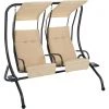 Best Sale 😀 Outdoor Expressions 2-Person 67 In. W. X 67 In. H. X 53.5 In. D. Tan Patio Swing 😀
