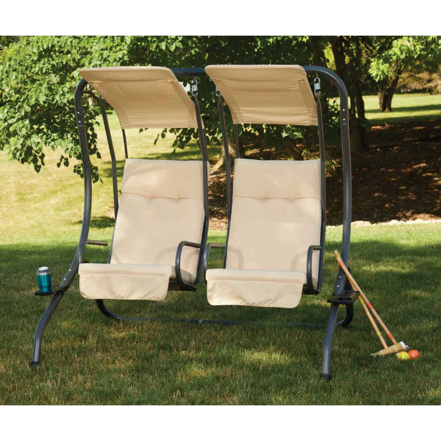 Best Sale 😀 Outdoor Expressions 2-Person 67 In. W. X 67 In. H. X 53.5 In. D. Tan Patio Swing 😀 7 Best Sale 😀 Outdoor Expressions 2-Person 67 In. W. X 67 In. H. X 53.5 In. D. Tan Patio Swing 😀 - Image 7