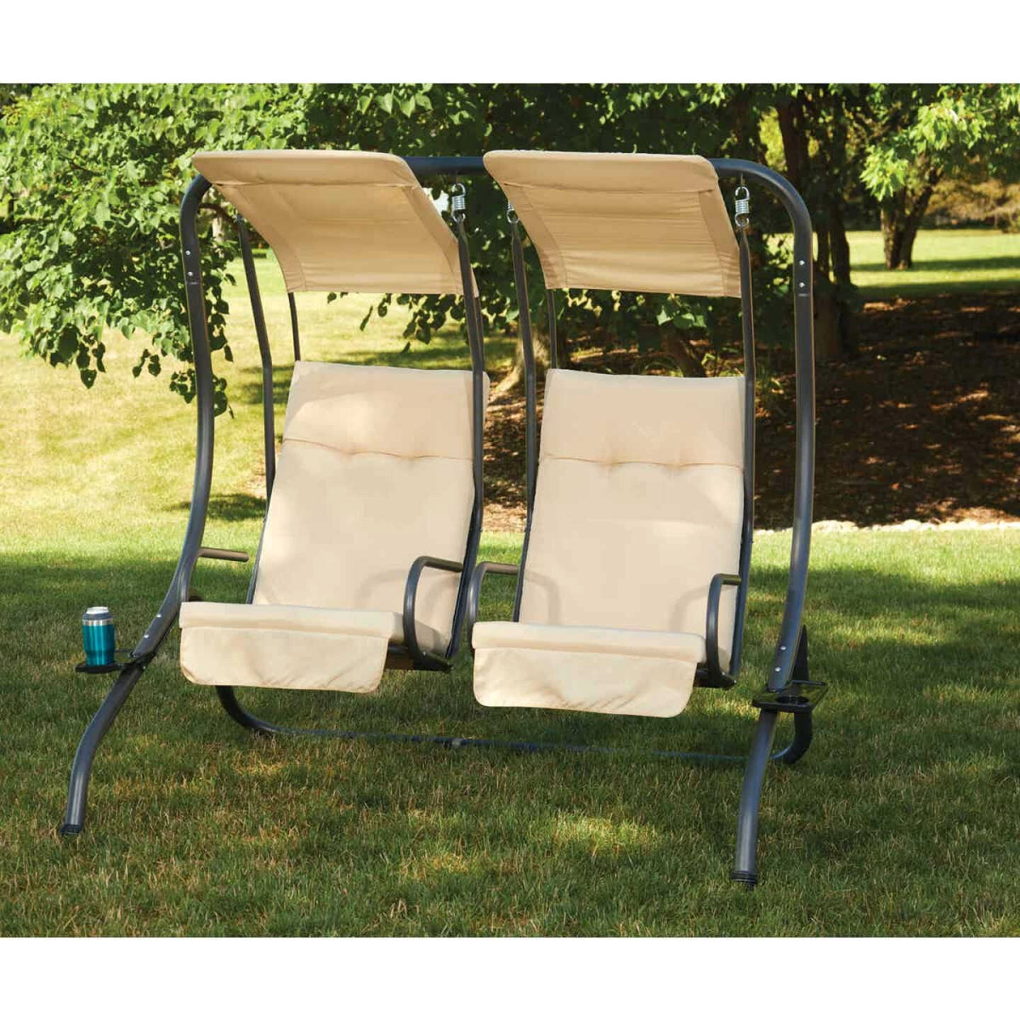 Best Sale 😀 Outdoor Expressions 2-Person 67 In. W. X 67 In. H. X 53.5 In. D. Tan Patio Swing 😀 3 Best Sale 😀 Outdoor Expressions 2-Person 67 In. W. X 67 In. H. X 53.5 In. D. Tan Patio Swing 😀 - Image 3