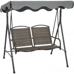 Best Sale 🔔 Outdoor Expressions 2-Person 61.41 In. W. X 64.96 In. H. X 47.24 In. D. Brown Patio Swing 👏