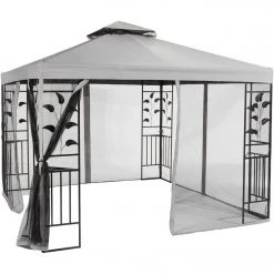 Discount 🔥 Outdoor Expressions 10 Ft. X 10 Ft. Gray & Black Steel Gazebo With Sides 🔥 -Outdoor Expressions shop ItemImage 830735 mks39xhcf5stpr6mm77v