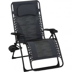Cheapest 🥰 Outdoor Expressions Zero Gravity Deluxe Relaxer Gray Padded Chair With Cup Holder 🥰