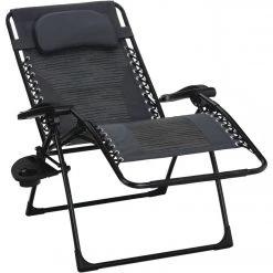 Cheapest 🥰 Outdoor Expressions Zero Gravity Deluxe Relaxer Gray Padded Chair With Cup Holder 🥰 -Outdoor Expressions shop ItemImage 839227 q5xdd7 5pobk0 fukift