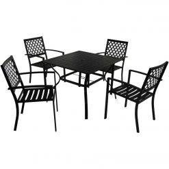Best reviews of ❤️ Outdoor Expressions 5-Piece Black Slat Dining Set 👏
