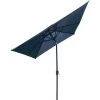 Outlet 🛒 Outdoor Expressions 9 Ft. X 7 Ft. Rectangular Aluminum Tilt/Crank Heather Blue Patio Umbrella With Solar LED Lights 🎁