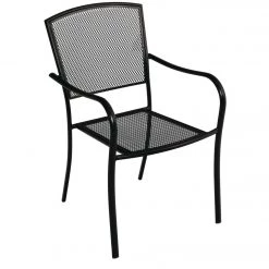Deals 👏 Outdoor Expressions Black Steel Mesh Stackable Chair 🔔
