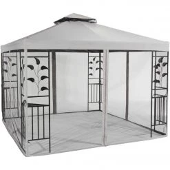 Flash Sale 🎉 Outdoor Expressions 13 Ft. X 13 Ft. Gray & Black Steel Gazebo With Sides 😀