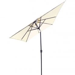 Brand new 😉 Outdoor Expressions 9 Ft. X 7 Ft. Rectangular Aluminum Tilt/Crank Cream Patio Umbrella With Solar LED Lights 🔥