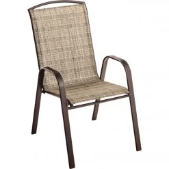 Discount 🛒 Outdoor Expressions Windsor Brown Steel Sling Stacking Chair 👏