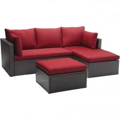 Promo 😉 Outdoor Expressions Loft Red Wicker Sofa ⭐