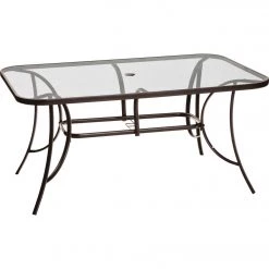 Hot Sale 👍 Outdoor Expressions Windsor Collection 60 In. X 38 In. Rectangular Brown Steel Table 🌟