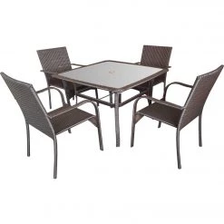 Best Pirce 🛒 Outdoor Expressions 5-Piece Mocha Brown Dining Set ✔️