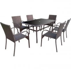 Hot Sale 👏 Outdoor Expressions Carlton 7-Piece Mocha Dining Set 😍
