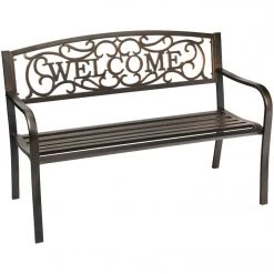 Best Pirce 😍 Outdoor Expressions 50 In. Black Steel Welcome Steel Bench 🌟 -Outdoor Expressions shop ItemImage 880704 9sbsxpq6m5gsm6bpgz9vqvcq
